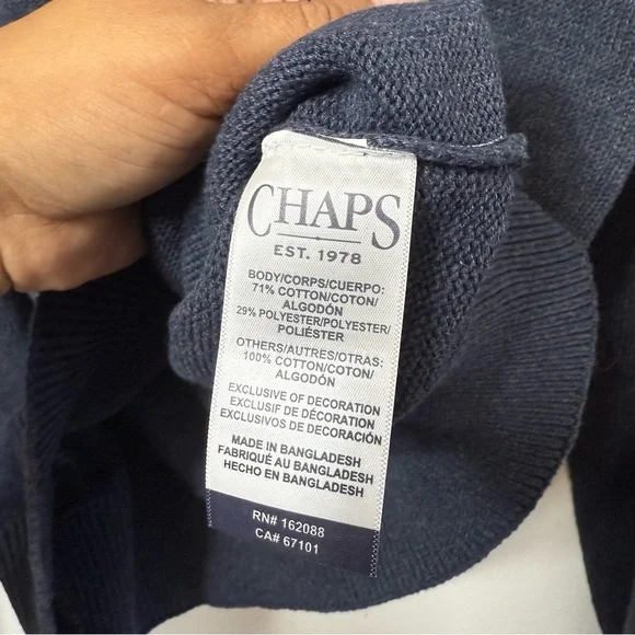 Chaps Men's Preppy Blue Sweater with Flag Design - Picture 6 of 6